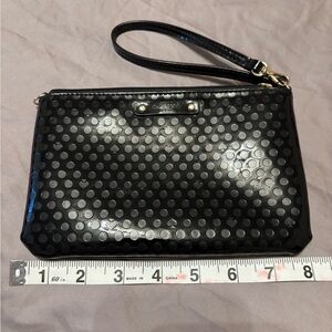 Kate Spade Black Patent Leather Polka Zip Dot Wristlet Clutch | NY Wristlet